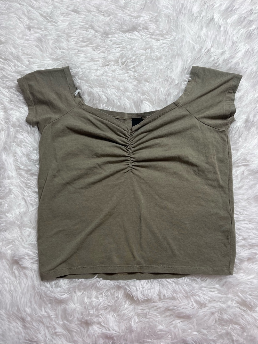 bobi Olive Ruched Scoop Crop Top